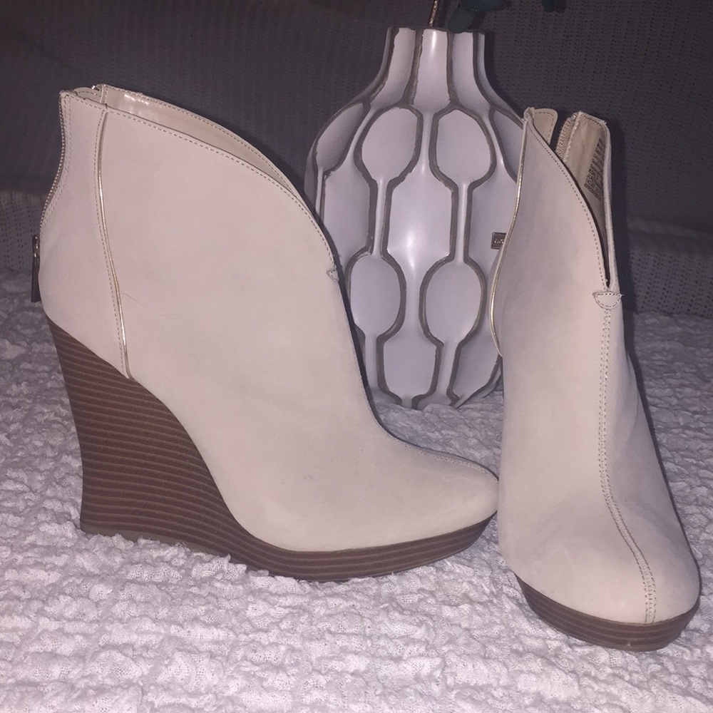 Cream swede ankle boots